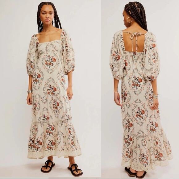 Free People Ethereal Dainty All the Attitude Printed Maxi Dress Cottage Small - Picture 1 of 16
